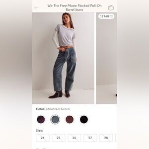 We The Free Moxie Flocked Pull-On Barrel Jeans in Lime!